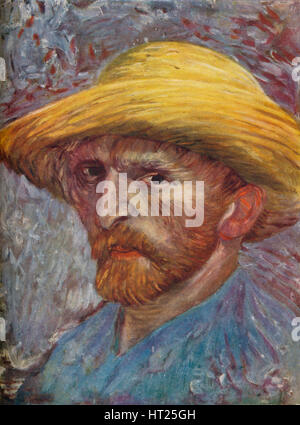 'Autoportrait avec chapeau de paille", 1887. Artiste : Vincent van Gogh. Banque D'Images