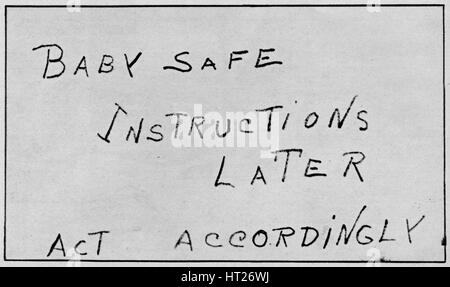 'Baby Safe Plus tard Instructions d'agir en conséquence", 1932, (1938). Artiste : Inconnu. Banque D'Images