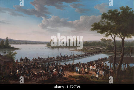'Le Passage du Danube par Napoléon avant la bataille de Wagram", 1809 (1810). Artiste : Jacques François Joseph Swebach. Banque D'Images