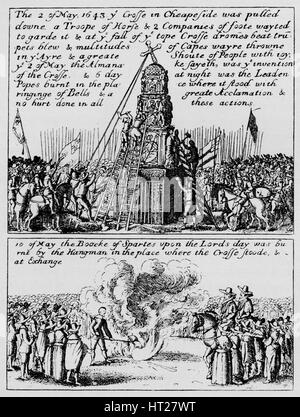 La destruction de Cheapside Cross et l'incendie de la réserve de sports, mai 1643 (1903). Artiste : Inconnu. Banque D'Images