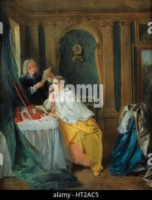 Madame Geoffrin à sa toilette. Artiste : Lancret, Nicolas (1690-1743) Banque D'Images