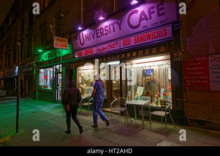 University cafe Byres Road Glasgow soirée de fin de nuit Banque D'Images