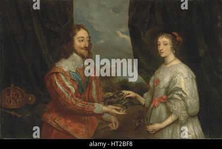 Double portrait du roi Charles I et la reine Henrietta Maria. Artiste : Sir Anthony Van Dyck, (Studio d) Banque D'Images