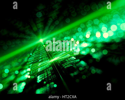 Vue brouillée contexte - résumé de l'image générée par ordinateur. La géométrie fractale : surface tech et circle bokeh. La technologie, sci-fi ou virtuel rea Banque D'Images