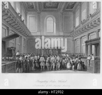 'Banqueting House, Whitehall. La distribution de saint de Sa Majesté', c1841. Artiste : Henry Melville. Banque D'Images