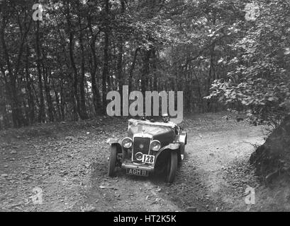 Hillman Minx Aero concurrence sur le B&L'Brighton-Beer Procès, Fingle Bridge Hill, Devon, 1934. Artiste : Bill Brunell. Banque D'Images