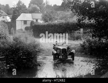 BSA 3-wheeler, B&L'Brighton-Beer Windout, procès Lane, près de Dunsford, Devon, 1934. Artiste : Bill Brunell. Banque D'Images