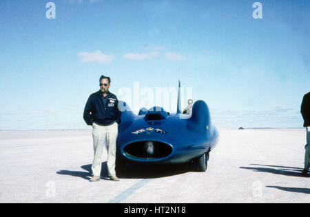 Donald Campbell avec Bluebird CN7 sur le lac Eyre, Australie Banque D'Images