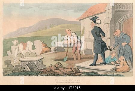 La syntaxe de « docteur méditant sur les pierres tombales', 1820. Artiste : Thomas ROWLANDSON. Banque D'Images
