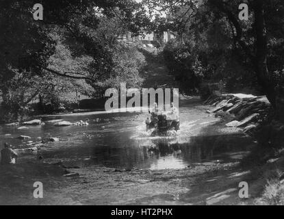 Lea-Francis concurrentes dans le milieu Surrey AC Barnstaple Procès, Tarr Étapes, Exmoor, 1934. Artiste : Bill Brunell. Banque D'Images