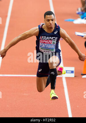 Belgrade, Serbie. Le 05 Mar, 2017. Jean-marc Pontvianne de France au triple saut Hommes, Final sur la troisième journée de l'Europe d'athlétisme en salle 2017 à l'Aréna Kombank le 5 mars 2017 à Belgrade, Serbie. Credit : Nikola Krstic/Alamy Live News Banque D'Images