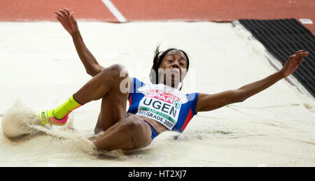 Belgrade, Serbie. 6Th Mar, 2017. Lorraine Ugen de France participe à la finale de saut en longueur sur la troisième journée de l'Europe d'athlétisme en salle 2017 à l'Aréna Kombank le 5 mars 2017 à Belgrade, Serbie. Credit : Nikola Krstic/Alamy Live News Banque D'Images