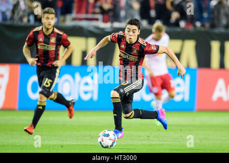 Atlanta, USA. 5Th Mar, 2017. Atlanta United Miguel Almirn (10) au cours de la partie de soccer MLS entre les Red Bulls de New York et Atlanta United à Bobby Dodd Stadium le dimanche 5 mars 2017 à Atlanta, GA. Credit : Cal Sport Media/Alamy Live News Banque D'Images