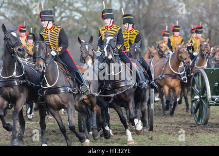 Woolwich, Londres, Royaume-Uni. 7 mars, 2017. Des troupes du roi Royal Horse Artillery ont eu leur inspection annuelle à la caserne de l'Artillerie royale de Woolwich, sud-est de Londres. Crédit : Rob Powell/Alamy Live News Banque D'Images