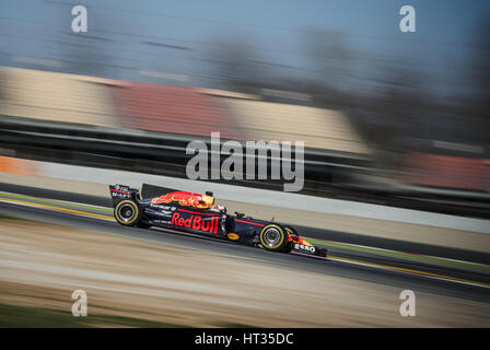 Barcelone, Espagne. 7 mars, 2017. DANIEL RICCIARDO (AUS) disques durs sur la piste durant la journée 5 de la Formule 1 les essais au Circuit de Catalunya Crédit : Matthias Rickenbach/ZUMA/Alamy Fil Live News Banque D'Images