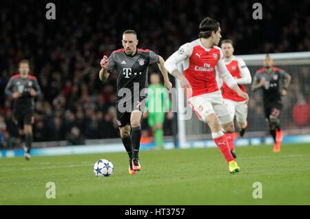 Highbury, UK. 07Th Mar, 2017. 7 mars 2017, unis, Londres, Angleterre, Ligue des Champions de football, Arsenal FC Bayern Munich et Franck Ribéry;en action Crédit : Laurent Locevaphotos Lairys/agence/Alamy Live News Banque D'Images