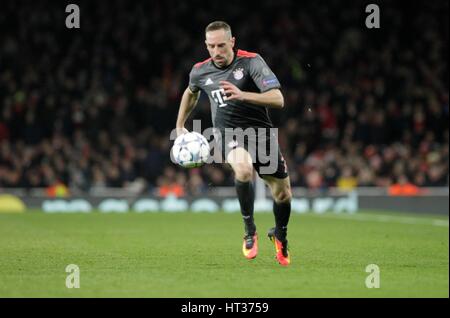 Highbury, UK. 07Th Mar, 2017. 7 mars 2017, unis, Londres, Angleterre, Ligue des Champions de football, Arsenal FC Bayern Munich et Franck Ribéry;en action Crédit : Laurent Locevaphotos Lairys/agence/Alamy Live News Banque D'Images