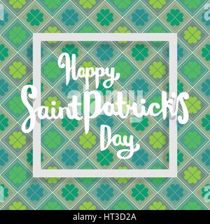 Heureux Saint Patricks day lettrage en trèfle. Illustration de Vecteur