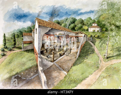 Lullingstone Roman Villa, c4th siècle, (c1990-2010). Artiste : Peter Dunn. Banque D'Images