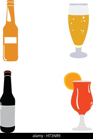 Ensemble d'objets liés de la bière Illustration de Vecteur