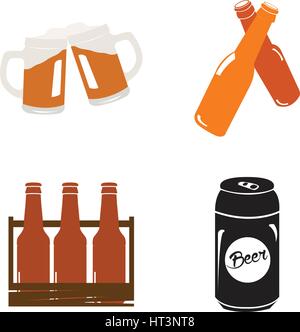 Ensemble d'objets liés de la bière Illustration de Vecteur