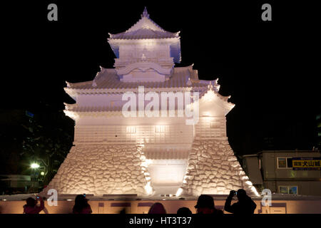 Sapporo Snow Festival (Yuki Matsuri) Scènes, Sapporo, Japon. Un célèbre festival d'hiver avec beaucoup de neige et des sculptures de glace. Banque D'Images