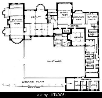 Le "Plan d'Maesycrugiau Manor, c1900, (1905). Artiste : Arnold Mitchell. Banque D'Images