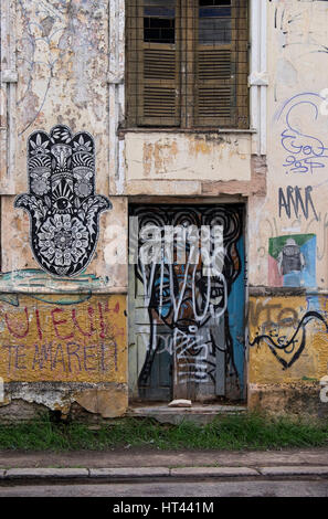 Bâtiment couvert Grafitti, Centro Fortaleza, Fortaleza, État de Ceará, Brésil, Amérique du Sud Banque D'Images