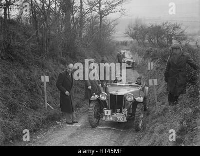 MG TA de Maurice Toulmin de la crème à l'équipe de pirate MG Car Club Midland, 1938. Artiste : Bill Brunell. Banque D'Images