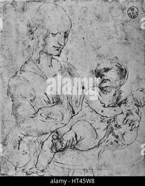 'Madonna et enfant avec un chat', 1478-1480 (1945). Artiste : Leonardo da Vinci. Banque D'Images