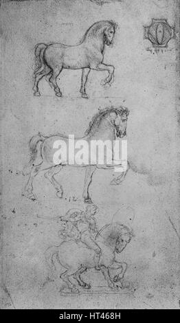 "Deux études d'un cheval et l'un d'un Cheval et Cavalier", c1480 (1945). Artiste : Leonardo da Vinci. Banque D'Images