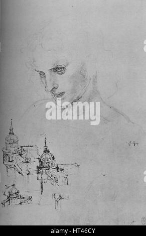 "Tête d'un apôtre et d'étude de l'Architecture', c1480 (1945). Artiste : Leonardo da Vinci. Banque D'Images