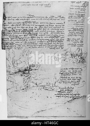 'Page de texte avec des croquis de Paysage', c1480 (1945). Artiste : Leonardo da Vinci. Banque D'Images