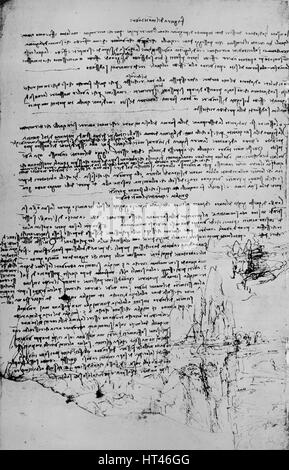 'Page de texte avec des croquis de Paysage', c1480 (1945). Artiste : Leonardo da Vinci. Banque D'Images