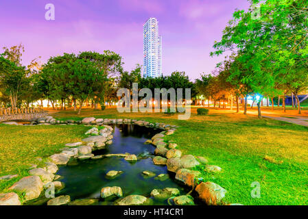 Stream la nuit à Kaohsiung central park Banque D'Images