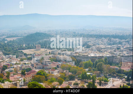 La vue sur la partie centrale du Temple de Zeus olympien d'Athènes avec au milieu, Grèce Banque D'Images