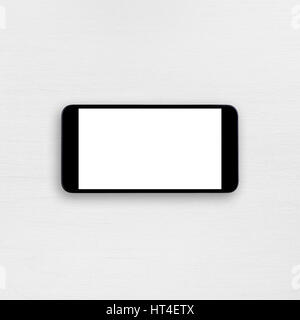 Smartphone avec écran vide sur le tableau blanc. Vue horizontale Banque D'Images