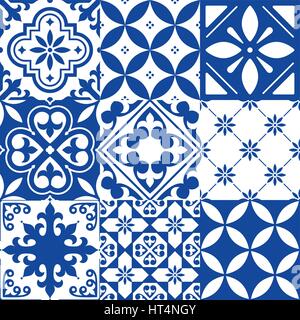 L'Espagnol Tuiles, carreaux marocains design, motif bleu marine transparente Illustration de Vecteur