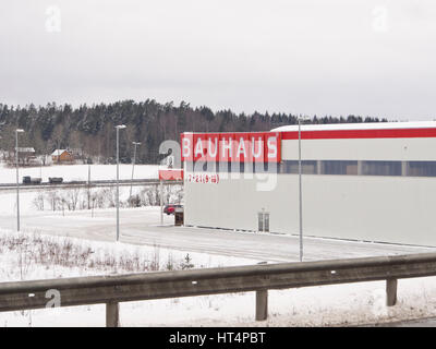 Bauhaus, une chaîne internationale de magasins super pour le matériel, les matériaux de construction et d'autres biens liés à la construction, Akershus Norvège Vestby Banque D'Images