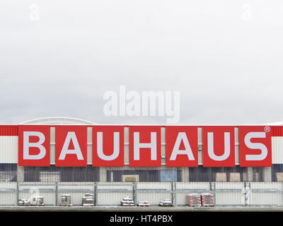 Bauhaus, une chaîne internationale de magasins super pour le matériel, les matériaux de construction et d'autres biens liés à la construction, Akershus Norvège Vestby Banque D'Images