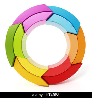 Tourner multi colored flèches formant un cercle. 3D illustration. Banque D'Images