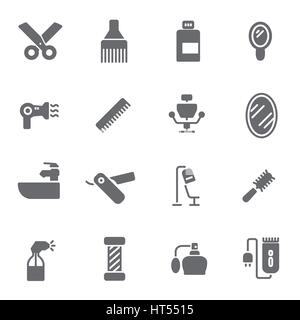 Vector icons set coiffure noir sur fond blanc Illustration de Vecteur