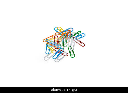 Ensemble de trombones colorées isolé sur fond blanc. Banque D'Images