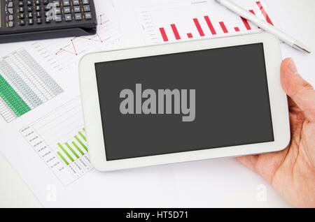 Tablet PC avec écran vide. Travail moderne in office Banque D'Images