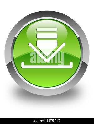 L'icône de téléchargement isolé sur le bouton rond vert brillant abstract illustration Banque D'Images