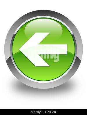 L'icône flèche arrière isolé sur le bouton rond vert brillant abstract illustration Banque D'Images