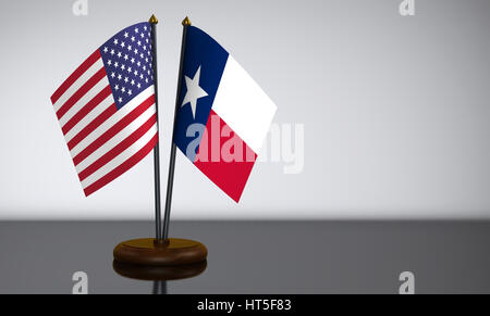Drapeau de l'État du Texas et USA 24 drapeaux 3D illustration. Banque D'Images