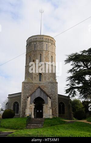 Église St Marys, Swaffham Prior, Cambridgeshire, a été construit sur le site d'une ancienne église saxonne. St Mary's Tower dispose d'une partie basse Norman Banque D'Images