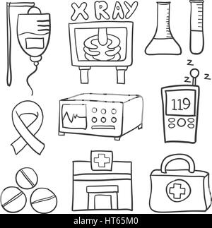 Doodle de tirer la main médicale Illustration de Vecteur