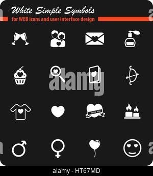 Valentines Day symboles simplement pour web icons Illustration de Vecteur